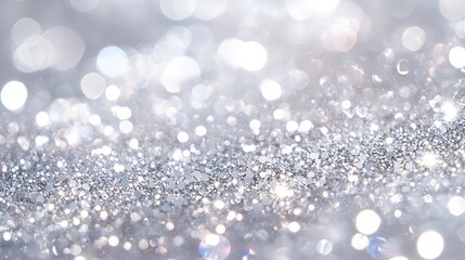 Obraz premium Abstract background of silver and white glittering vintage lights with soft bokeh, de-focused banner