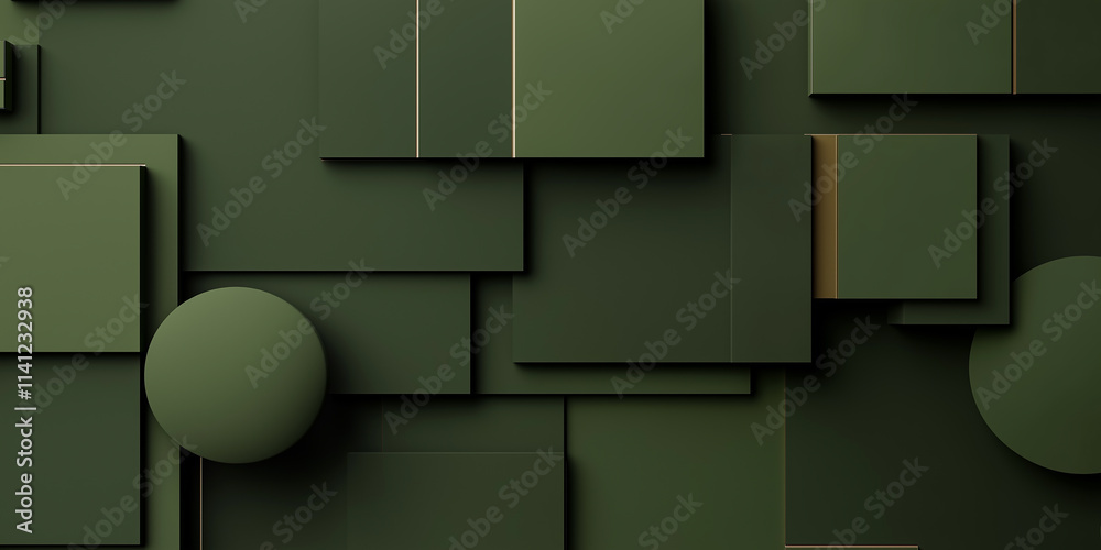 Aufkleber abstract green geometric shapes creating modern background design