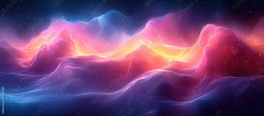 Poster Vibrant Gradient Abstract Design Soft Transition Deep Purple Bright Cyan Modern Minimalism Calming Atmosphere