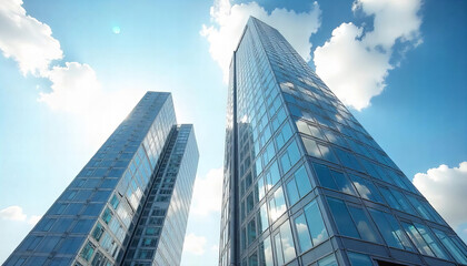 Fototapeta premium Modern Skyscrapers Under Blue Sky