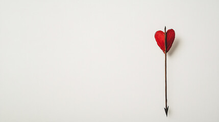 red heart shaped arrow on white background valentine love concept minimalist