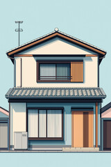 Obraz premium Traditional japanese house standing in residential area with clear sky