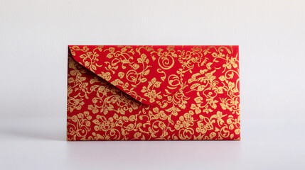 red and gold chinese new year envelope on white background