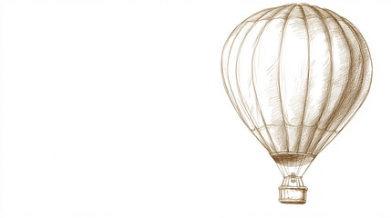 hand drawn sketch of a hot air balloon illustration isolated on white background