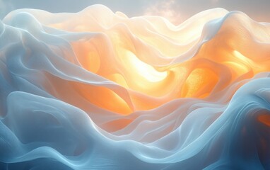Obraz premium Fluid Dynamic Abstract Background with Translucent Shapes and Pastel Colors