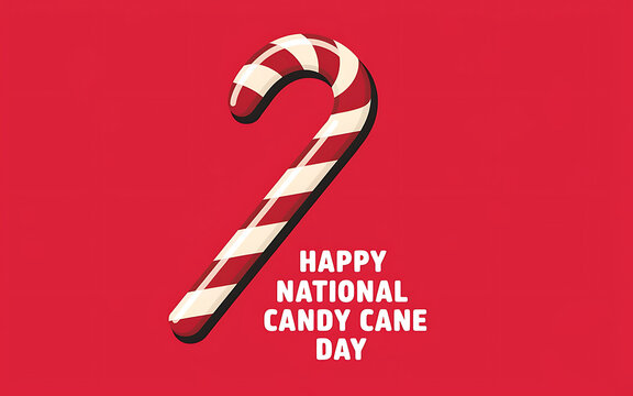 3d. national candy cane day with sweet candy cane,
flat icon for apps and websites. Vector illustration. design for print cards, banner, poster