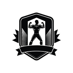 Body builder logo icon vector illustration