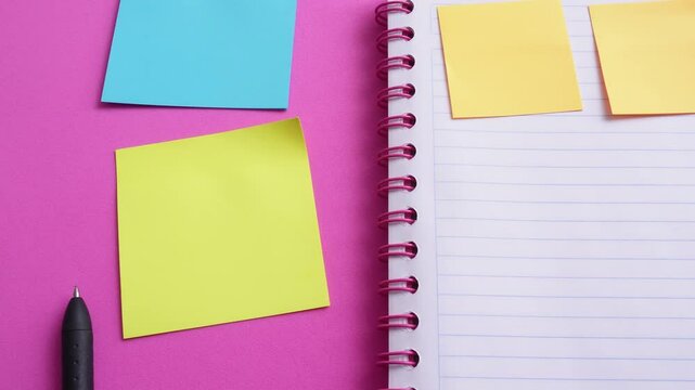 Simple desktop tour Through the notebook, sticky notes and computer keyboard