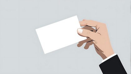 hand holding a business card with a blank background