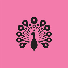 Intricate Peacock Plume: Vector Illustration for Tattoos and Decor Black Peacock Silhouette Vector Flat Design isolated on white background