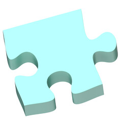 Single Light Blue 3D Jigsaw Puzzle Piece