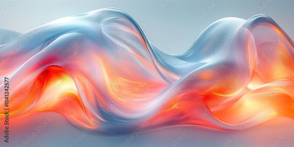 Leinwandbilder futuristic abstract design with smooth curves and transparent elements in pastel colors