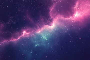Naklejka premium Pink and Blue Nebula with Stars in Space
