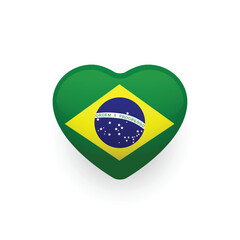 National flag of Brazil shaped as heart. Brazilian flag. Vector Illustration.	
