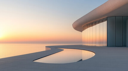 Fototapeta premium Sunrise scenery of seaside buildings