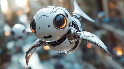 Fototapeta premium A futuristic robotic creature resembling a turtle, designed for exploration or companionship.