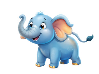 cartoon cute elephant on transparent background