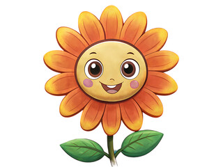 cartoon flower on transparent background