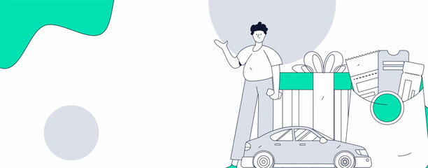 Flat vector concept operation hand drawn illustration of people taking a taxi
