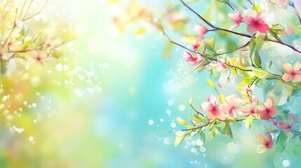 Fototapeta premium Blurry spring holiday background with vibrant floral hues and soft pastel colors