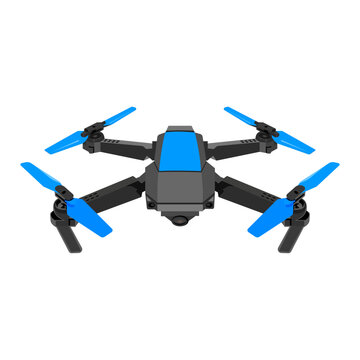 Professional drone for industrial isolated on white background. Flying drone with diagonal moving