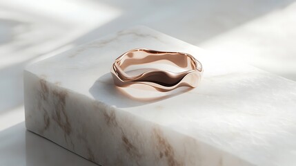 Elegant Rose Gold Ring on Marble Surface in Soft Natural Light