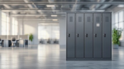 Rows of uniform metal lockers creating a clean and minimalistic background ideal for school, gym, or industrial storage concepts