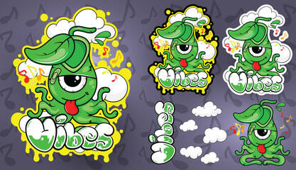 Naklejka premium Vector plant monster t-shirt and sticker design