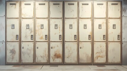 background featuring rows of lockers in minimalistic style.
