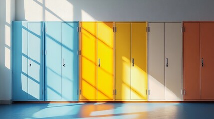 background featuring rows of lockers in minimalistic style.