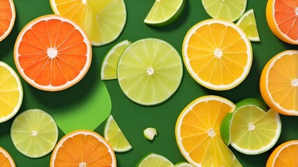 Obraz premium Slices of citrus fruits like lemon and orange