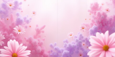 Obraz premium Romantic Pink Flowers on Dreamy Soft Background, Valentine's Day and Love Concept