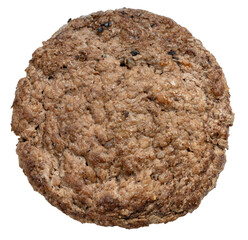 Grilled Beef burger meat falling in the air isolated on white background, Ground beef steak on white PNG file.