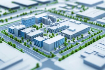 Fototapeta premium Model Cityscape with Modern Buildings and Lush Greenery