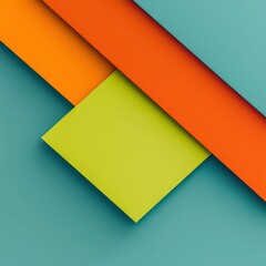 A vibrant abstract composition featuring geometric shapes in bold colors, creating a visually striking design.