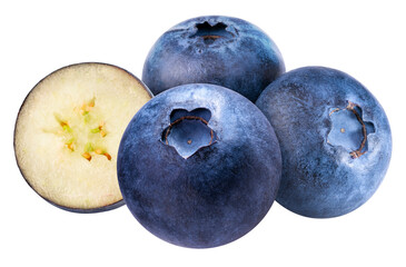 Fresh Blueberry fruit isolated on white background, Fresh Blueberry on White Background PNG File.