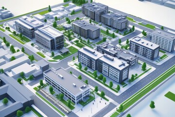 Aerial View of Modern Office Buildings in a City
