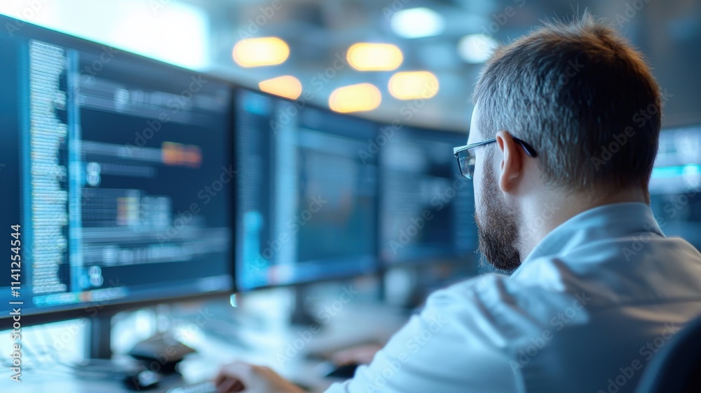 Aufkleber engineers monitoring renewable energy data in a state-of-the-art control room