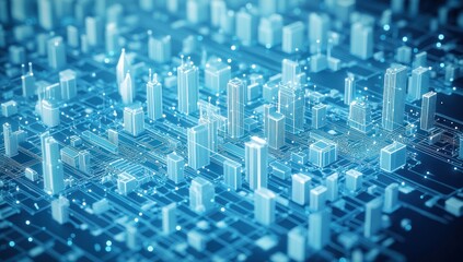 Obraz premium Digital Cityscape: A Futuristic Architectural Visualization