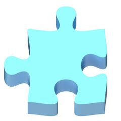 Single Light Blue 3D Puzzle Piece