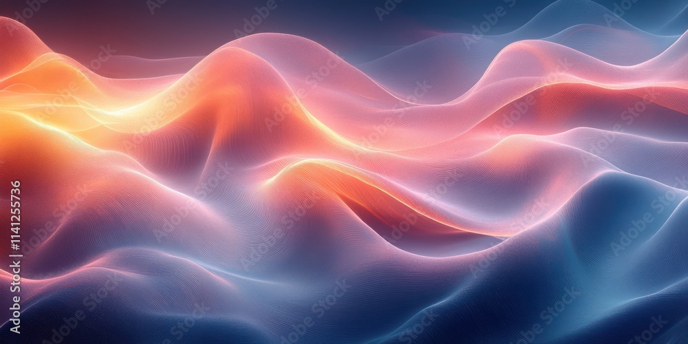 Poster Minimalist Abstract Wave Design in Soft Pastel Colors and Gradient Transitions