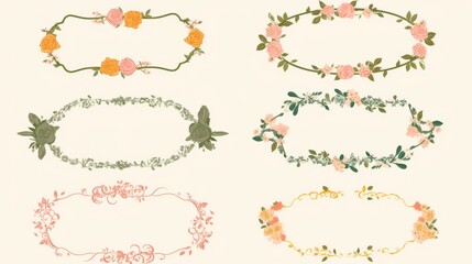  Border frame set with scallop edge in rectangle, oval, and round shapes. Wavy, squiggly, and cute retro photo picture frames, ideal for adding a playful touch to designs. 