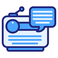 Radio news blue color style icon