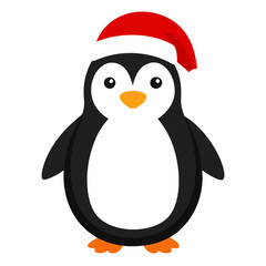 Penguin wearing a Santa Claus hat vector design