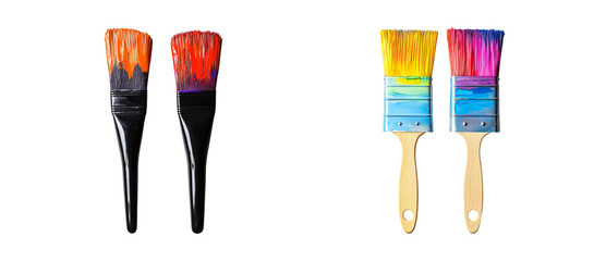 Colorful Paint Brushes on Transparent Background