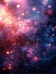 Dreamy Cosmic Background with Pink Glittering Stars and Ethereal Light Effects