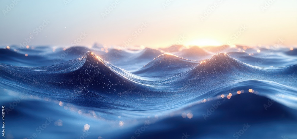 Poster Calm Blue Color Palette Gentle Bokeh Wave Pattern Abstract Poster Background Design