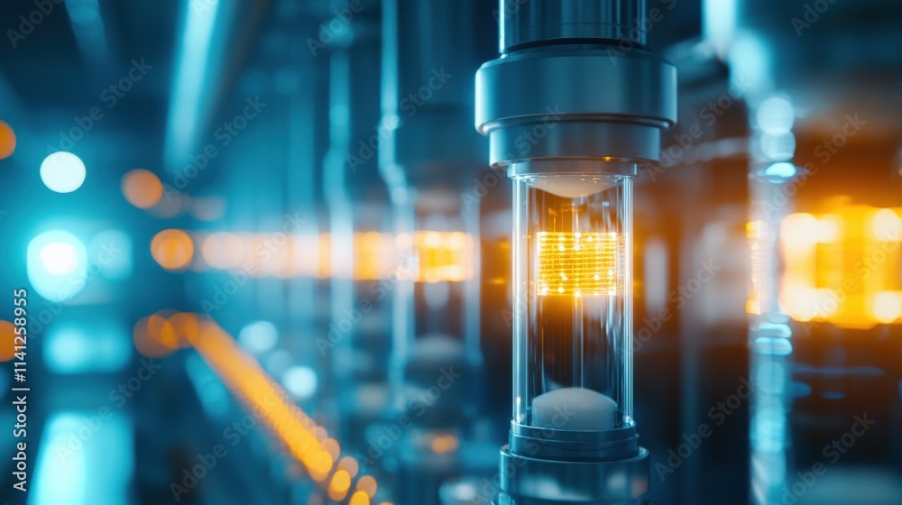 Poster a green technology laboratory testing carbon capture solutions with futuristic tools