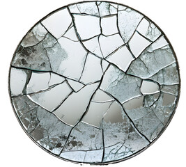 A broken mirror with a cracked surface