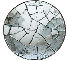 A broken mirror with a cracked surface